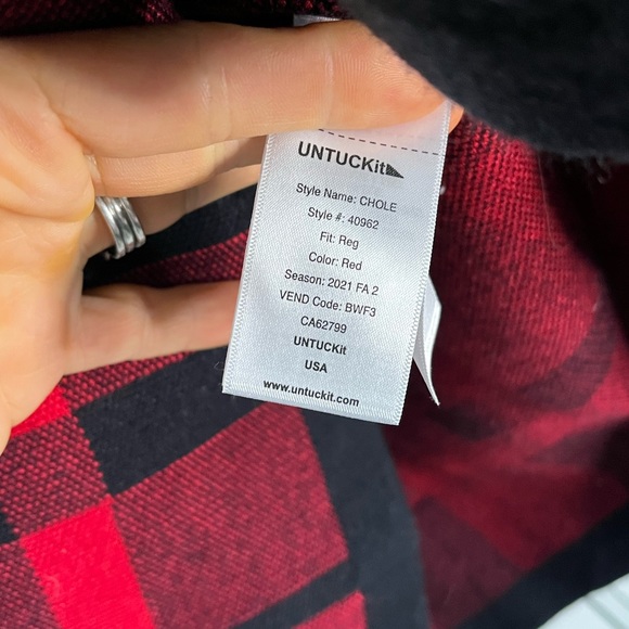 NWT UNTUCKit Chloe Red Black Buffalo Plaid Blazer Knit Sweater Jacket Size S/M - Picture 8 of 9